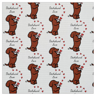 Tecido liso vermelho do amor do Dachshund