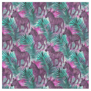Tecido Listra Rosa Zebra Jungle Padrão Tropical