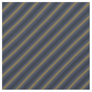 Tecido Listras Azul Escuro e Dourado