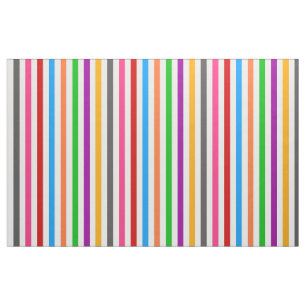 Tecido Listras de Arco-Íris Colorido - Branco