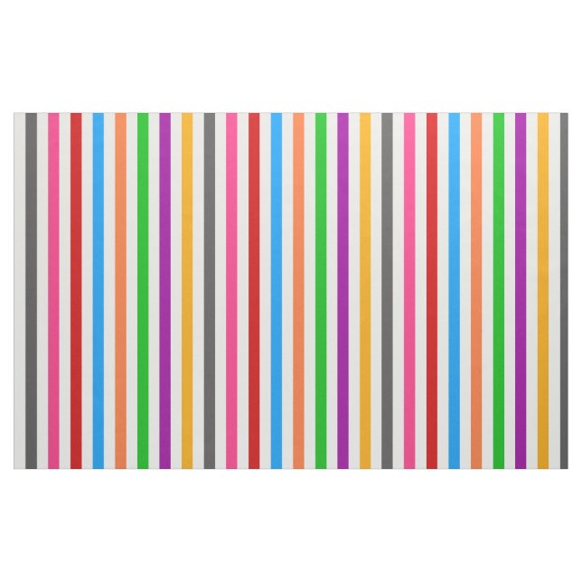 Tecido Listras de Arco-Íris Colorido - Branco  (Fat Quarter)