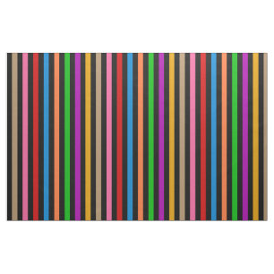 Tecido Listras de Arco-Íris Colorido - Preto 