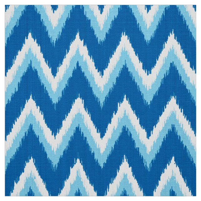 Tecido Listras de Ikat Chevron - cobalto, azul-céu e (Modelo)