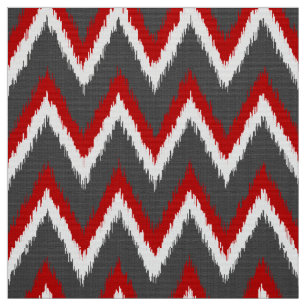 Tecido Listras de Ikat Chevron - vermelho, branco e
