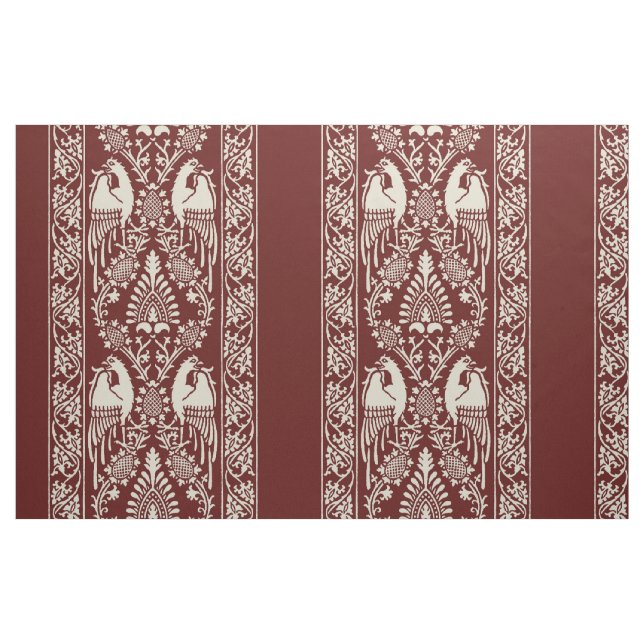 Tecido Listras de Pássaro Maroon Mdieval (Fat Quarter)