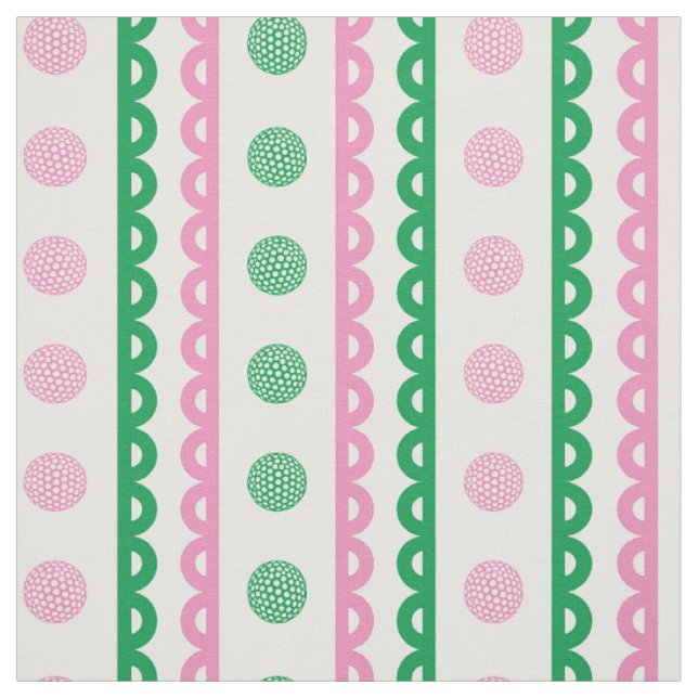 Tecido Listras Golf Scalloped Preppy - Rosa & Verde (Modelo)