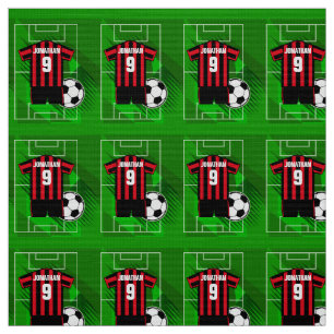 Tecido Listras vermelhas e pretas do jérsei de futebol