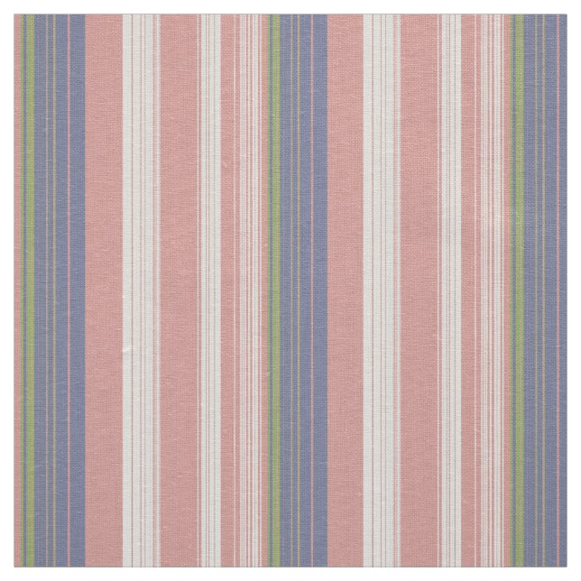 Tecido Listras verticais cor-de-rosa, azuis e oliva. (Modelo)