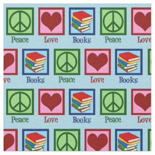 Tecido Livros de Amor pela Paz, Bookworm Azul