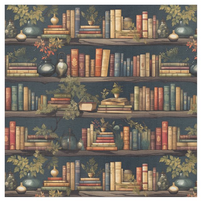 Tecido Livros E Plantas (Detalhe)