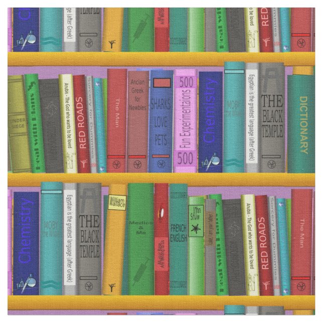 Tecido Livros sobre prateleiras Thunder_Cove (Detalhe)