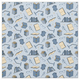 Tecido Livros Vermes Azuis e Óculos de Leitura