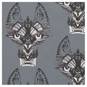 Tecido Lobo tribal cinzento