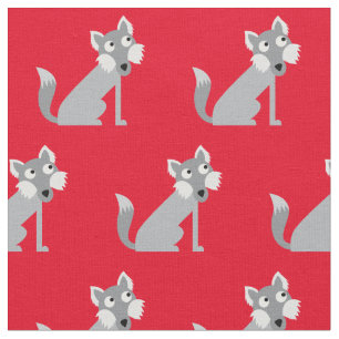Tecido Lobos Fofos Fofos Filhos Vermelho