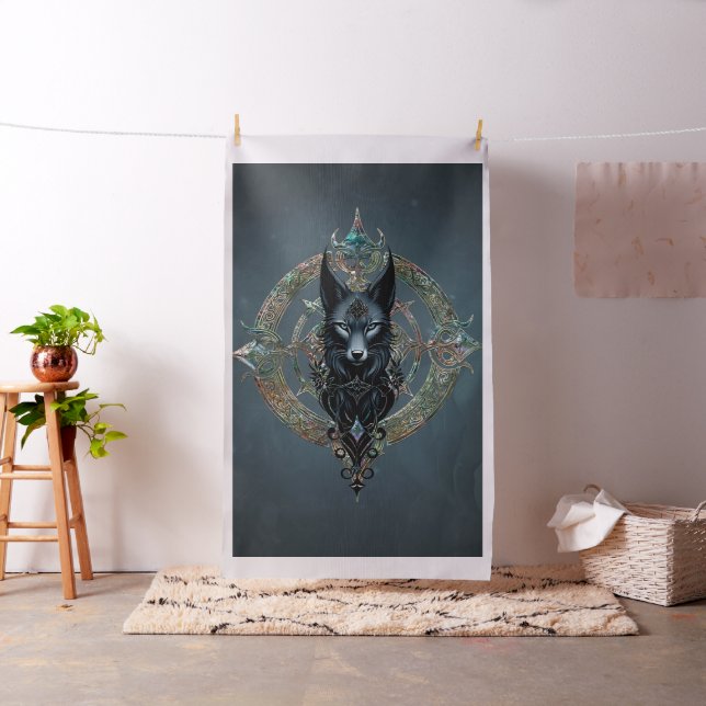 Tecido Lobos negros com olhos azuis perfurantes, (In Situ)