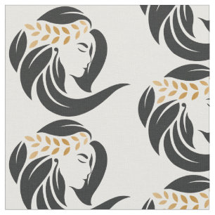 Tecido Logotipo de Salão de Cabelo Preto e Dourado Simple