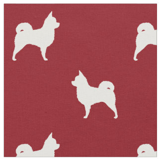 Tecido Longhaired Chihuahua Silhouettes Vermelho e Branco