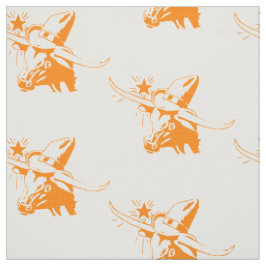 Tecido Longhorn Steer Head Com Cowboy Hat I