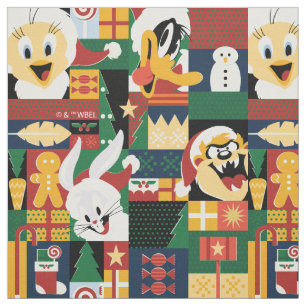 Tecido LOONEY TUNES™ Holiday Block Patterno