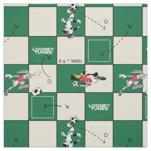 Tecido LOONEY TUNES™ Padrão de Grade de Futebol