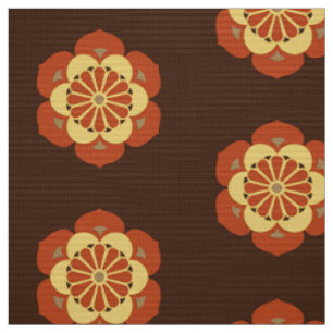 Tecido Lotus Flower Mandala, Brown, Rusta e Amarelo