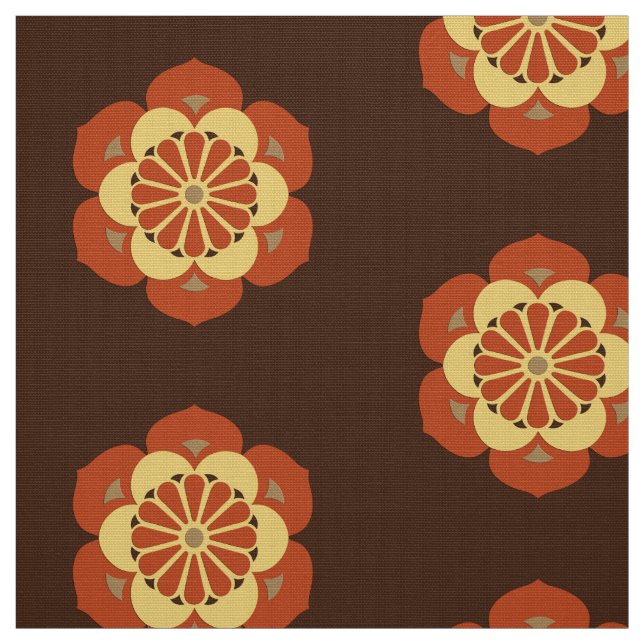Tecido Lotus Flower Mandala, Brown, Rusta e Amarelo (Modelo)