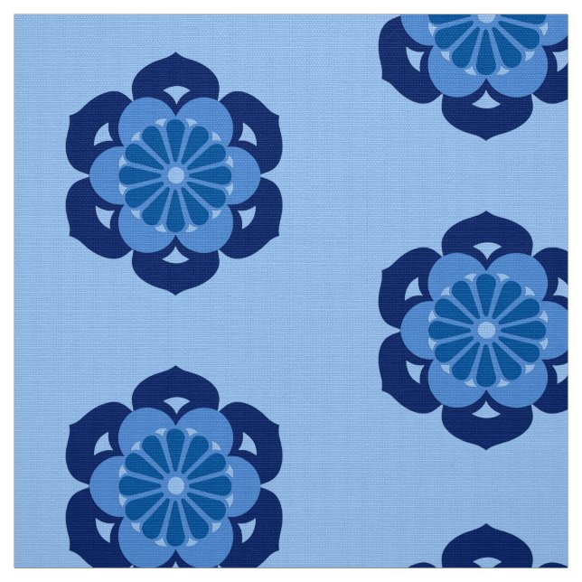 Tecido Lotus Flower Mandala, Indigo e Azul Claro (Modelo)