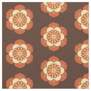 Tecido Lotus Mandala Impressão, Brown, Rust e Yellow