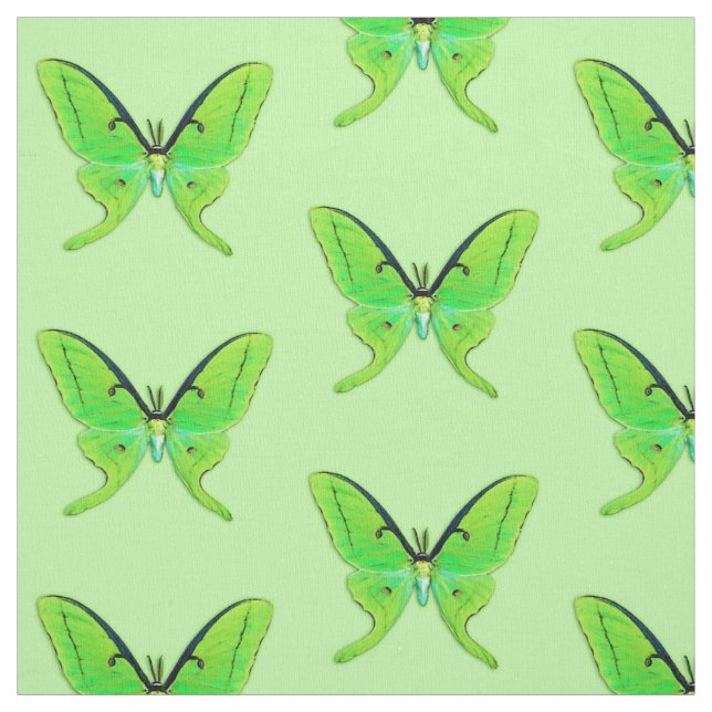 Tecido Luna moth com um fundo verde pálido (Modelo)