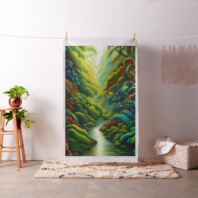 Tecido Lush Tropical RainForest Cheater Quilly Sew Panel (In Situ)
