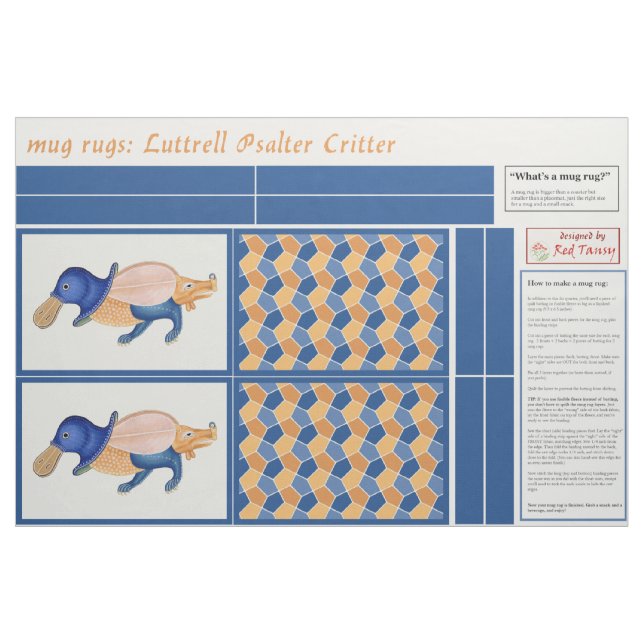 Tecido Luttrell Psalter Critter DIY Mug Rugs (Fat Quarter)