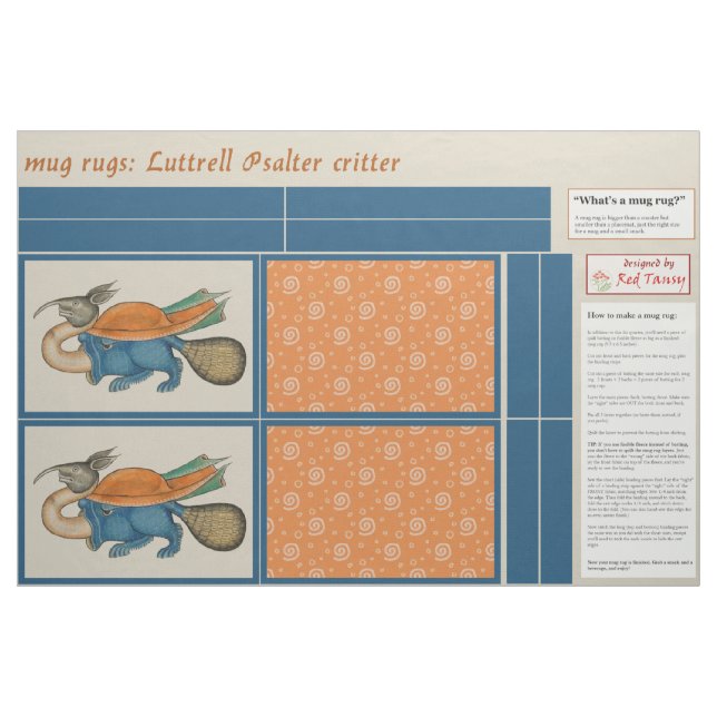 Tecido Luttrell Psalter Critter DIY Mug Rugs (Fat Quarter)