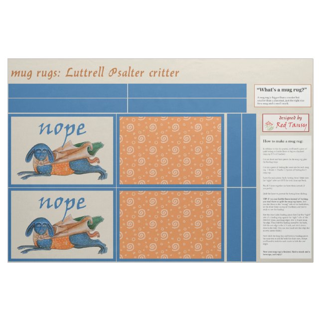 Tecido Luttrell Psalter Critter DIY Mug Rugs (Fat Quarter)