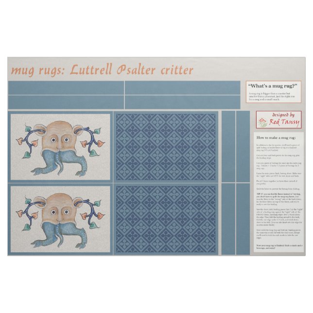 Tecido Luttrell Psalter Critter DIY Mug Rugs (Fat Quarter)