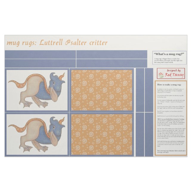 Tecido Luttrell Psalter Critter DIY Mug Rugs (Fat Quarter)