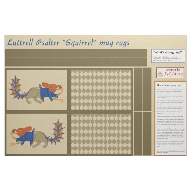 Tecido Luttrell Psalter "Squirrel" DIY Mug Rugs (Fat Quarter)