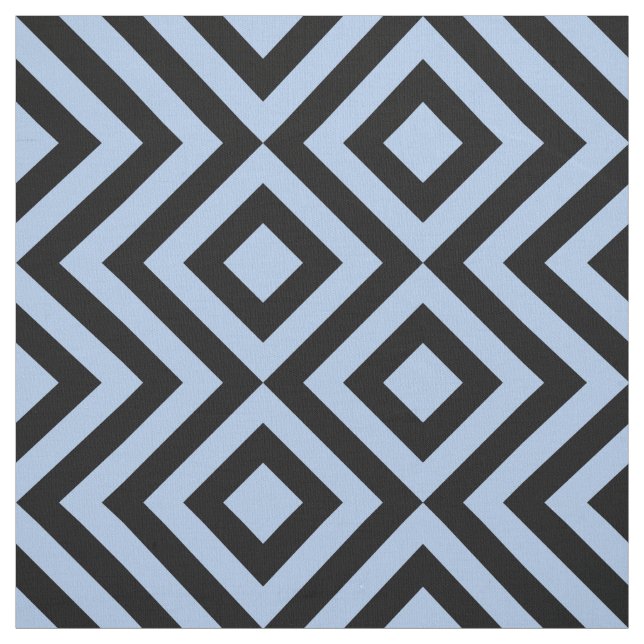 Tecido Luz - azul e ziguezagues pretos & diamantes (Modelo)