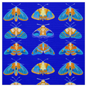 Tecido Luzes em azul escuro, laranja e turquesa