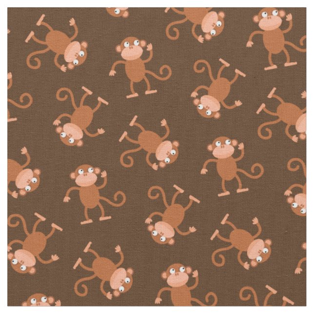 Tecido Macaco Gato Crianças Bebê Enfermeiro Brown (Detalhe)