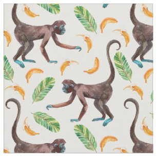 Tecido Macacos doces que manipulam bananas