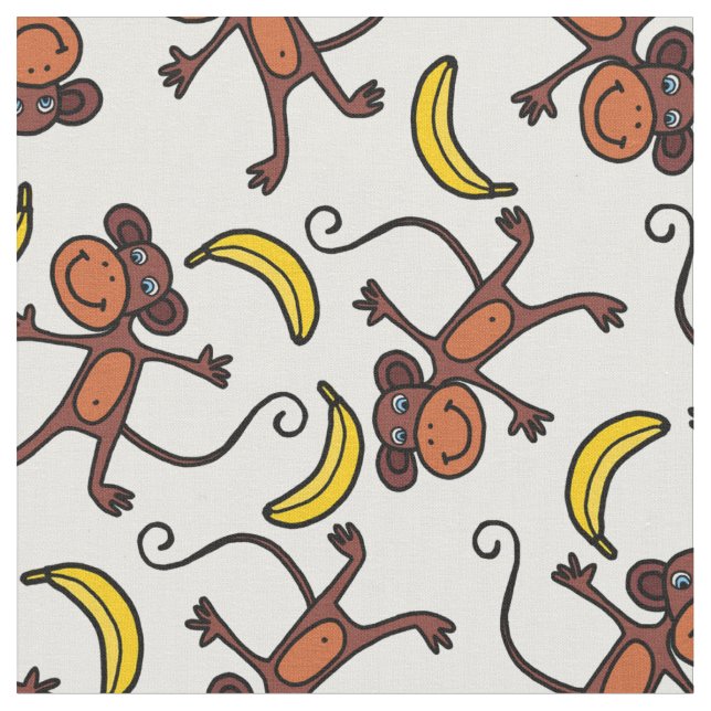 Tecido macacos-prego giro e padrão de bananas (Detalhe)