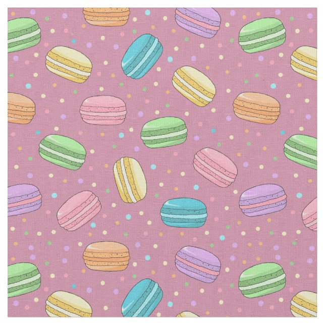 Tecido Macarons franceses Dusty Pink Dessert Patterno (Detalhe)