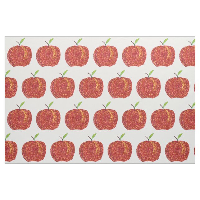 Tecido Maçãs Vermelhas Inteiras em Pedra Potilística, Tec (Fat Quarter)