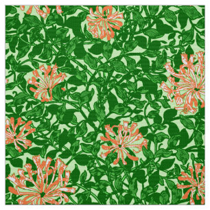 Tecido Madressilva, pêssego e verde de William Morris