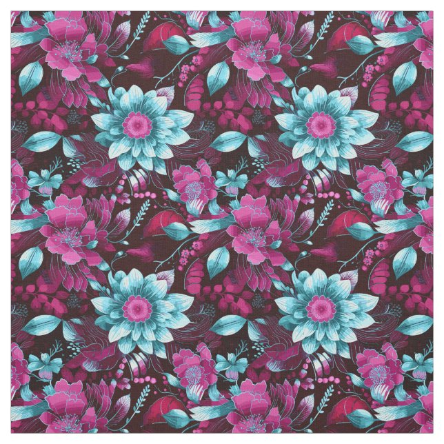 Tecido Magenta Elegante e azul pálido Boho Chic Floral (Modelo)