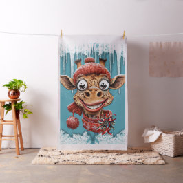 Tecido Magia de inverno com uma girafa de desenho animado