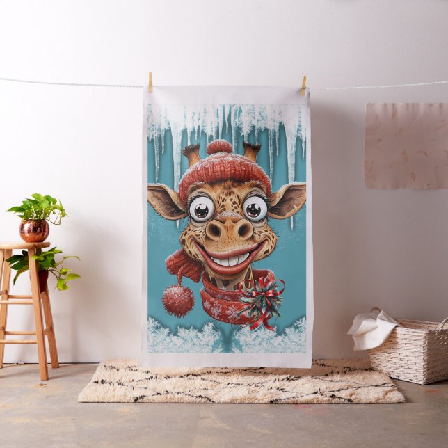 Tecido Magia de inverno com uma girafa de desenho animado (In Situ)