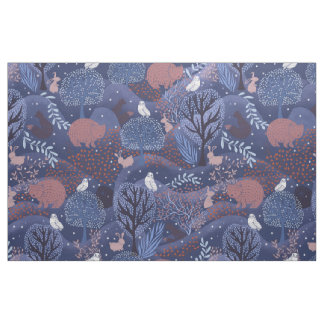 Tecido Mágica floresta noturna animais da floresta crianç