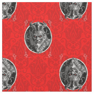 Tecido Mágico damasco vermelho do krampus de natal