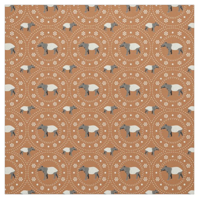 Tecido Malaios Tapirs Animal Patterna Cinnamon Orange (Modelo)